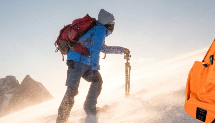Climbing mountains and backpack