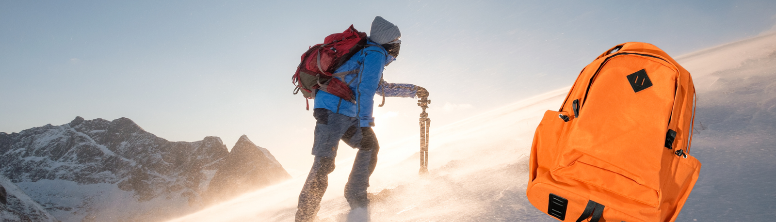 Climbing mountains and backpack