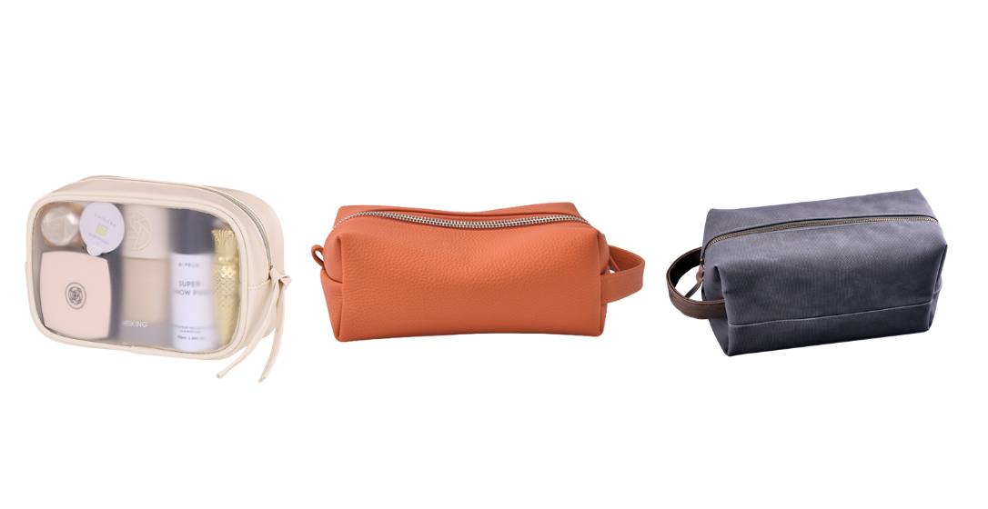 Leather, nylon, PU toiletry bag