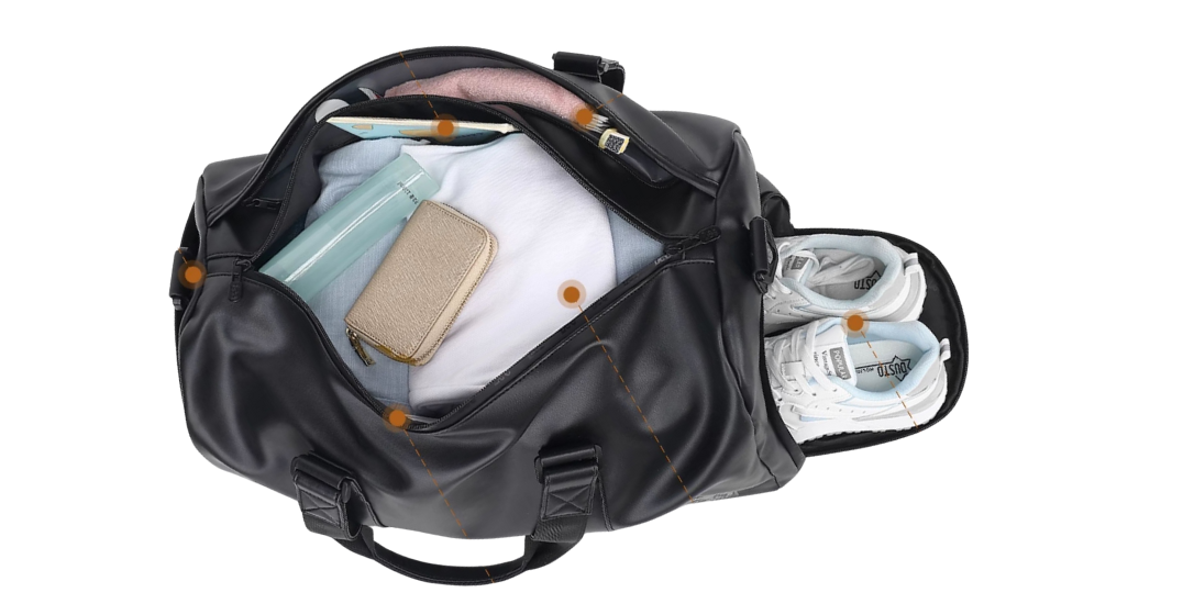 The opened travel bag