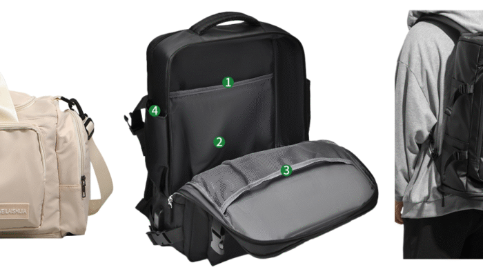 Three designs of travel bags