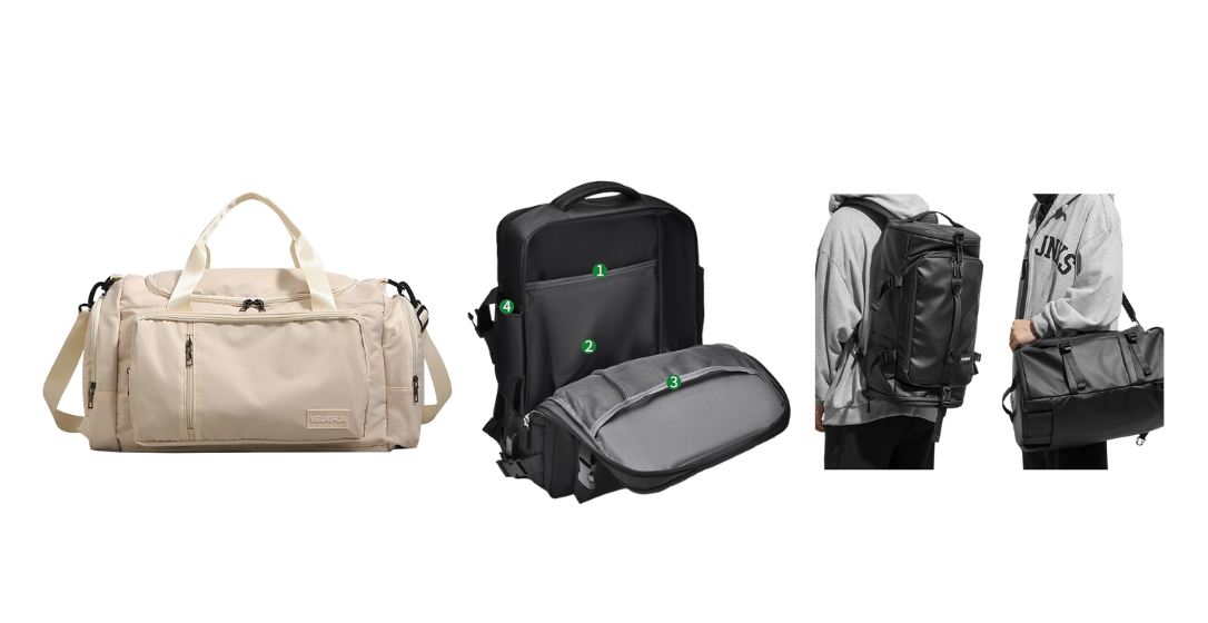 Three types of travel bag designs