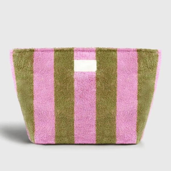 Manufacturers Custom With Print Logo Soft Striped Embroidered 100% Organic Cotton Terry Cloth Toiletry Makeup Cosmetic Pouch Bags